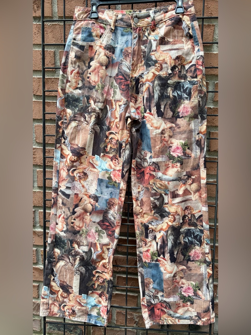 SHEIN Multicolor Baroque Angel Print Jeans